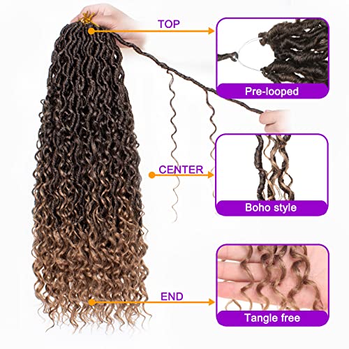 ZRQ 8 pacotes de cabelo Boho Faux Locs Crochê 60 cm Ombre Goddess Locs Croceht Tranças, boho macio p