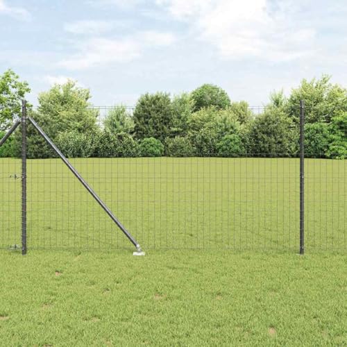 Valla de jardín gris 1 x 10 m, acero y PVC, resistente a la intemperie, paneles de protección visual para exteriores, construcción robusta, fácil montaje