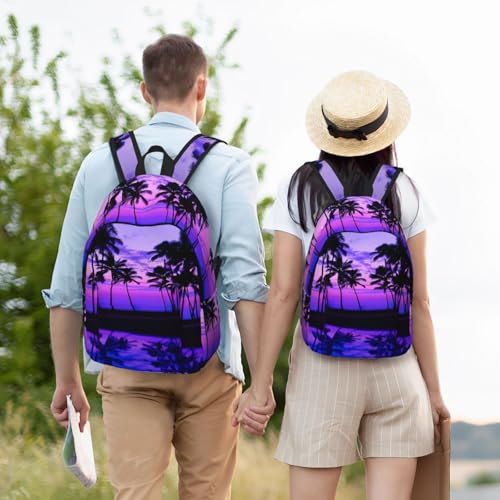 Sac à dos de voyage imprimé palmier violet pour protéger votre ordinateur à l'université - 6