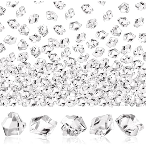 UPlama 600PCS Fake Crushed Ice Rocks, Acrylic Diamond Crystals Fake Diamonds Plastic Clear Ice Cubes Diamond Table Scatters Acrylic Gems For Vase Fillers Home Decoration Wedding Birthday (White) Cover