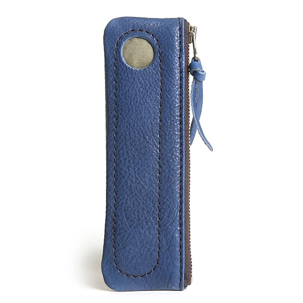 BDKMMS Pencil Case, Genuine Leather Pen Case with Metal Zipper Portable Vintage Pencil Pouch for All Pens