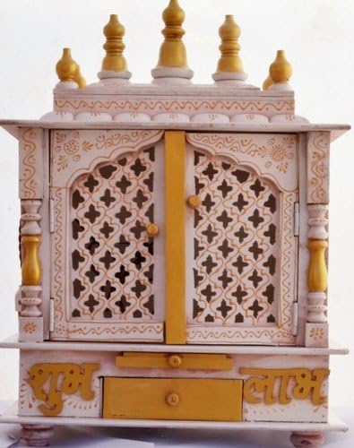 Jodhpur Handicrafts Beautiful Wooden Pooja Mandir for Home/Temple for Home and Office/Puja Mandir/Puja Stand/Pooja Mandapam with Led Spot Light (Brown_11.8 Inch X 17.7 Inch X 60 Inch)