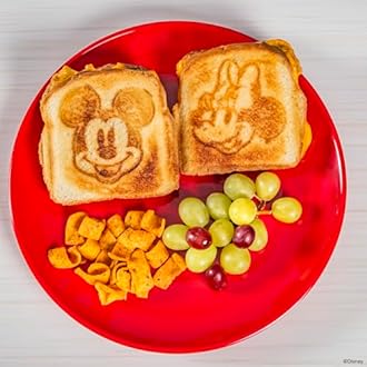 Uncanny Brands Disney Mickey and Minnie Mouse Sandwich Maker - Small Kitchen Appliance