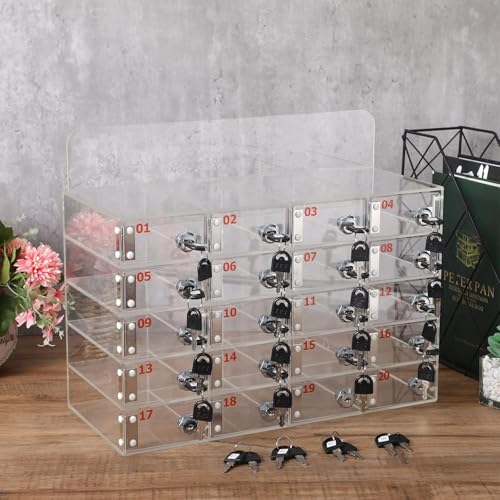 Miniatura 2 de Lvruieds Almacenamiento Para Teléfono Móvil, Con 12 15 20 25 30 40 Ranuras, Casillero Transparente Para Teléfono Móvil Con Cerradura, Gabinete De Almacenamiento Para Teléfono Móvil De Escritorio 15 Sl