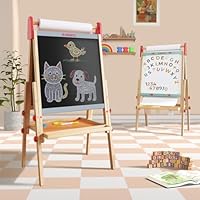 WINGYZ Easel for Kids – 3-in-1 Art Easel with Chalkboard, Magnetic Whiteboard & Paper Roll, Adjustable Wooden Drawing Board for Home, Classroom & Outdoor, Creative Gift for Toddlers & Kids 2-12