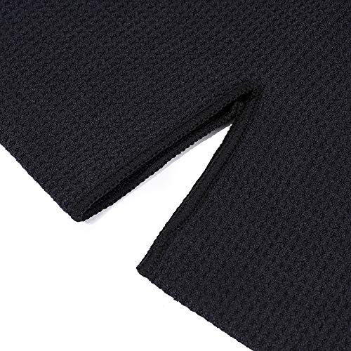 Mile High Life | Pro Tour Caddy Towel | 17” X 40” With 8” Center Slit | Premium Microfiber Waffle Texture (Black) #TOP1