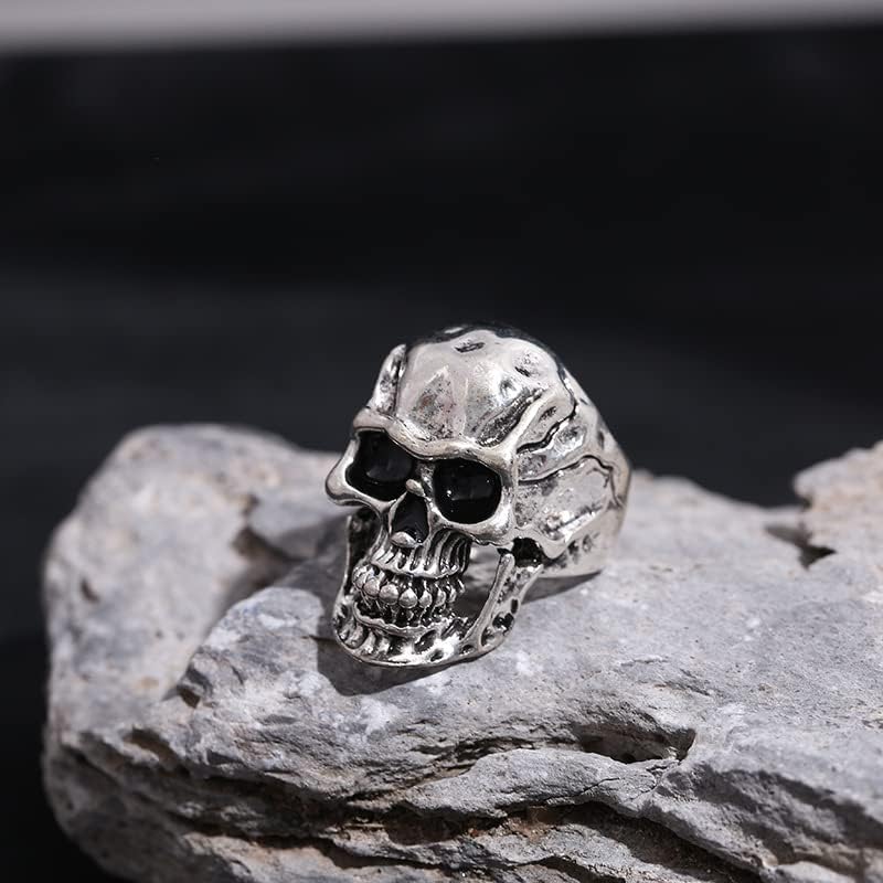 Miniatura 5 de Angyape Skull Ring Silver Calvarium Men's Ring Stainless Steel Cool Motorcycle Biker Rings for Men Band Punk Gothic Jewelry