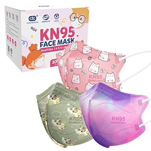 Ctc Connexions Kids Kn95 Blue Masks 30 Pcs 5 Ply Cup Dust Breathable Safety Mask Disposable Children Mask Filter Efficiency≥95% With Adjustable Ear Loop, For Boys, Girls, Indoor, Park School Use #TOP8