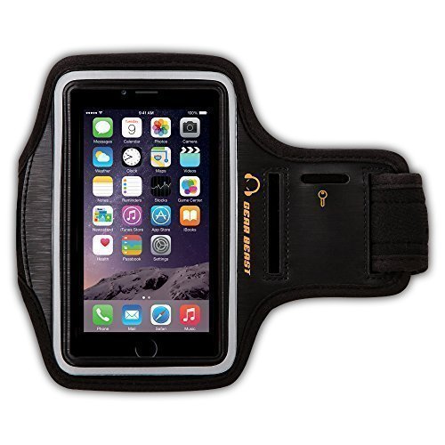 Gear Beast Sport Gym Running Armband for iPhone 6s Plus, 6 Plus, Note 7, 5, 4, S7 Edge, S6 Edge Plus, Motorola Moto X Pure, Droid Maxx 2, Droid Turbo 2, HTC One M9, Key Holder, Reflective Safety Band