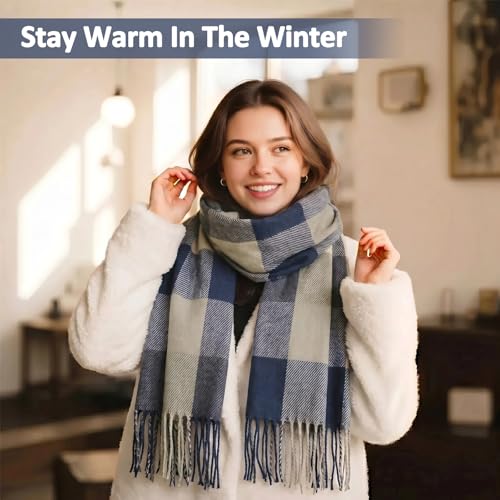 Image of Loritta Winter Scarf for Women, Long Plaid Shawl Wraps Scarves Gifts