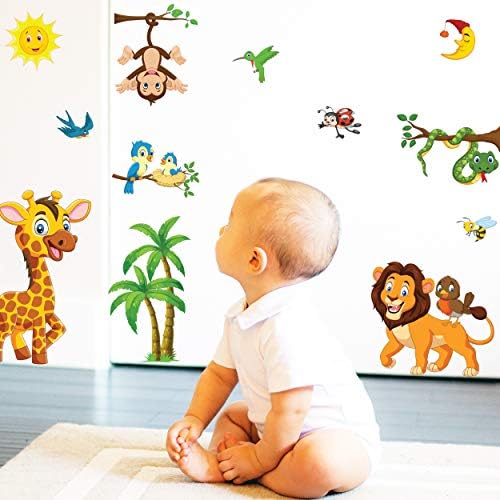 Animals Wall Stickers for Kids - Baby Room Decor Wall Sticker Toddlers Bedroom Decals Learning Removable Sticker Nursery Wall Décor Ocean Sea Animal Decals for Children Study Room Decoration
