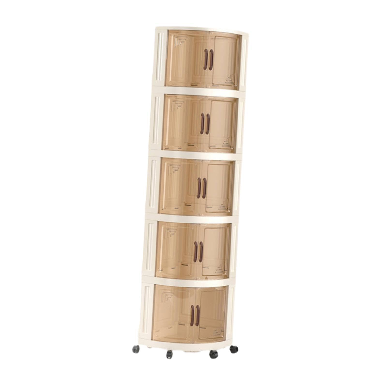 Carrello Portaoggetti Trasparente con Ruote, Organizer Triangolare in Materiale PP, Armadietto con Ante, Design Salvaspazio, 5 Livelli