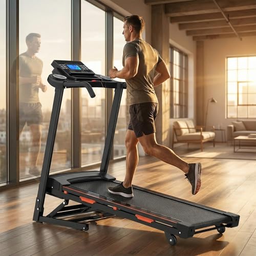 Image of Walking Pad, 3.25HP Foldable Treadmill with 15% Auto Incline & Bluetooth Speakers, 8 Shock Absorbers for Knee Protection, 400 lbs Capacity