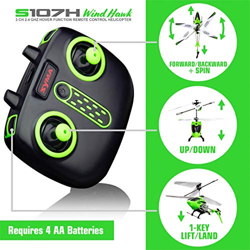 Image of SYMA RC Helicopter for Adults Kids with Altitude Hold, 2 Rechargeable Battery (Green)