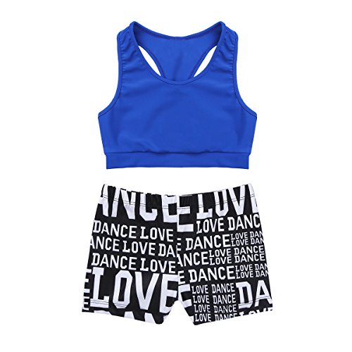 image for MSemis Girls' Kids 2-Piece Sport Dance Outfit Crop Top with Booty Shor
