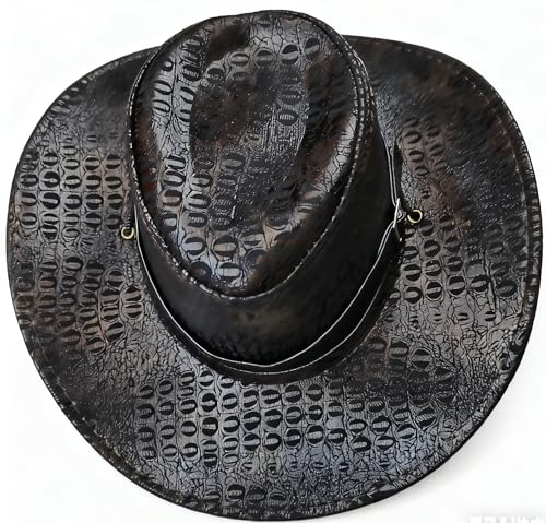Image of Womens Western Cowboy Hat，Roll Up Cowgirl Hats，Wide Brim Fedoras Hat with Belt Buckle
