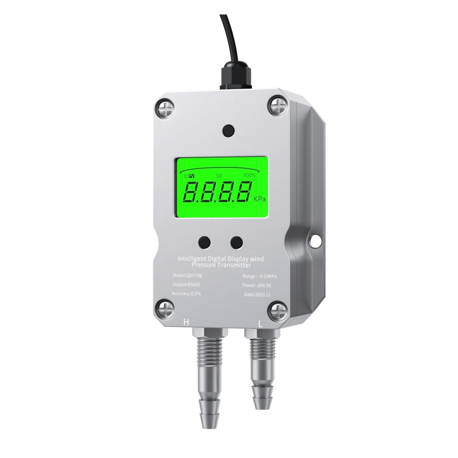 MXXDMOPD Differential Pressure Sensor 3kpa 5kpa 50pa 200pa Pressure Differential Transmitter 4-20mA 0-10V Output(4-20ma Output,0-1KPa)