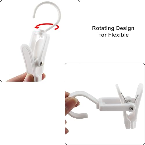 Miniatura 4 de Jiozermi 20 ganchos para lavandería, pasadores de plástico para ropa, clips de suspensión súper fuertes, ganchos giratorios para tienda de ropa,