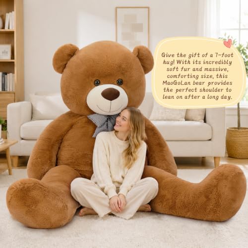Image of MaoGoLan Giant Teddy Bear 7 Feet, Jumbo Plush Stuffed Animal, Dark Brown