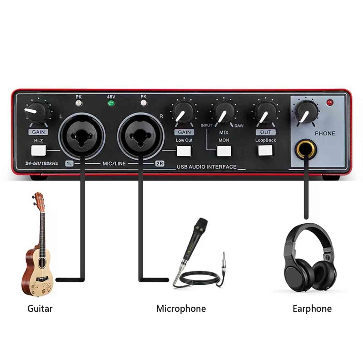 Mesa Mezclas, Tarjeta de sonido Grabación estudio Interfaz audio USB profesional Equipo(Nero)