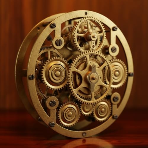 Image of STAR WORK Vintage Gear Wall Clock Industrial Rustic Farmhouse Classic Style Mechanical Charm Perfect for Living Room Bedroom Office or Entryway Decor (Brown -16 INCH)