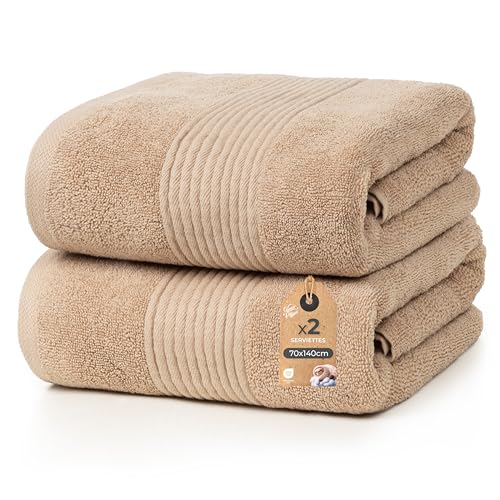 Cloud Pillow Lot de Serviette de Bain 70x140 cm - Serviette de Bain Grande Taille - 100% Coton – Éponge 500 g/m2 - Douces, absorbantes et durables - Oeko-TEX