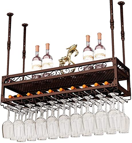 Casier à vin monté au plafond en fer forgé chic et robuste