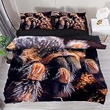 Mexican Red Knee Tarantula Spider Duvet Cover Set, Modern 3 Piece Tencel Bedding Set with Zipper Tie