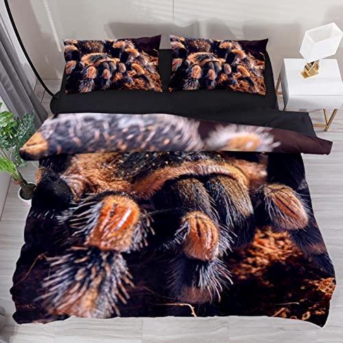 Mexican Red Knee Tarantula Spider Duvet Cover Set, Modern 3 Piece Tencel Bedding Set With Zipper Ties, Kids Teen Girls Boys Comforter Cover Set #TOP14