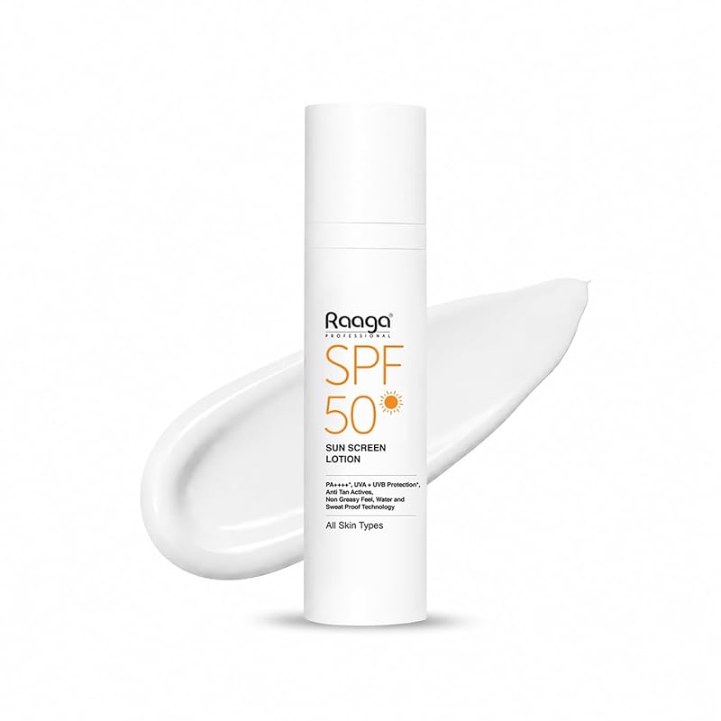 Loção protetora solar corporal Raaga Professional SPF 50, textura leve, não oleosa e resistente à água, 55 mL