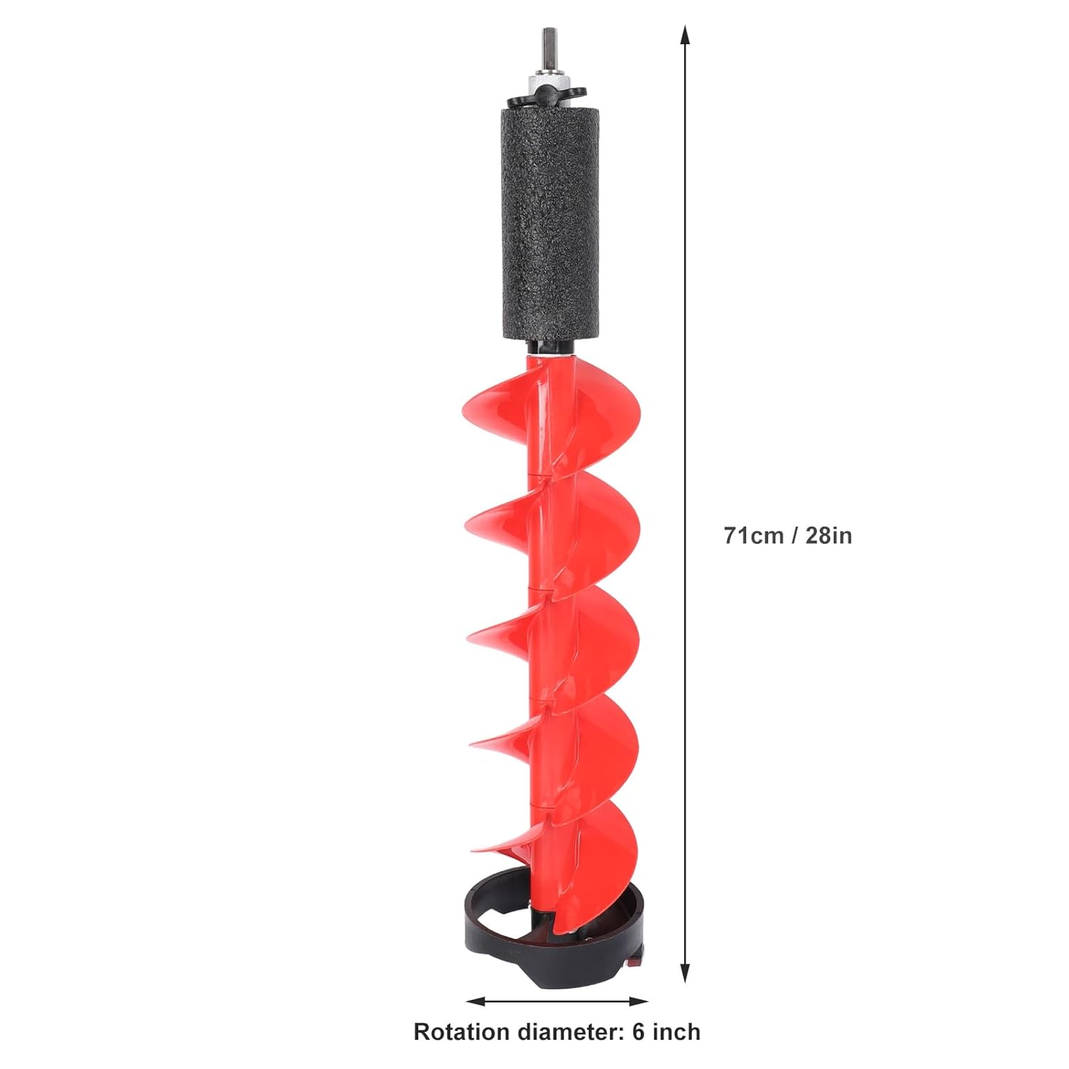 Zunate Ice Auger - 6 Inch Rotating Diameter Ice Fishing Auger Drill Bit with 2 Blades and Locating Device for Deep Ice Waters, Red