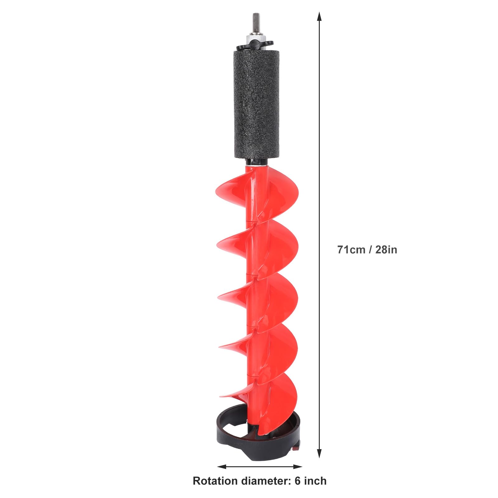 Lybunair 28 Inch Ice Auger Kit, Nylon Drill with Steel Cutter, 6 Inch Cutting Diameter, Includes Positioner, Drill Adapter, Top Plate, and Blade Guard, for Ice Fishing Enthusiasts