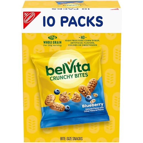 belVita Bite Size Snacks, Blueberry Crunchy Bites, 10-1 oz Snack Packs