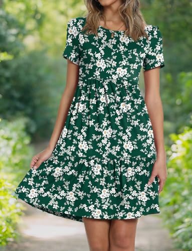 Image of TAOHUADAO 2026 Summer Dresses for Women Short Sleeve Ruffle Casual Sundress with Pockets