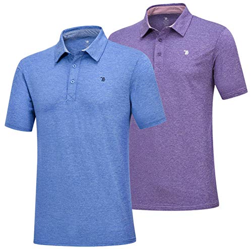 Rdruko Men's Sports T-Shirts Dry Fit Workout Athletic Running Training Tee Active Tops Sportswear 2 Pack(Purple Blue, US M)