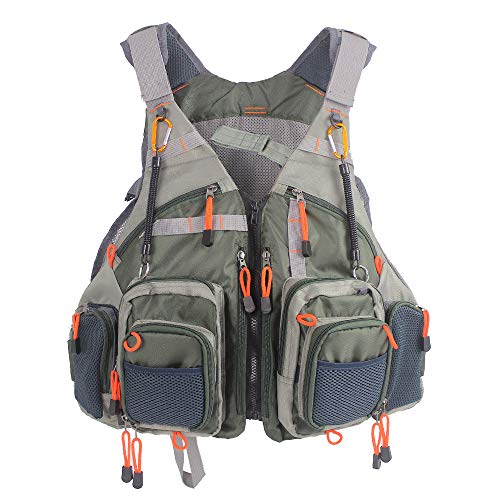 Fly Fishing Vest Pack Adjustable Breathable Outdoor Activity Vest with Retractable Spring Coil