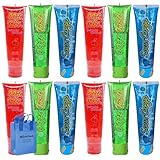 Ooze Sour Tubes Candy Tube, 12 Pack Bulk Squeeze Candy Liquid Gel Candies, Blue Raspberry Cherry Green Apple Flavors, with Nosh Pack Bag