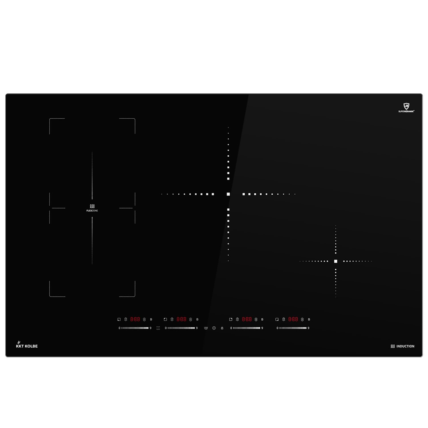 KKT KOLBE Standherd mit Induktionskochfeld 90cm 108l 4 Zonen 15 Heizstufen Teleskopauszug Drehspieß Grill SensorTouch CC9001IND