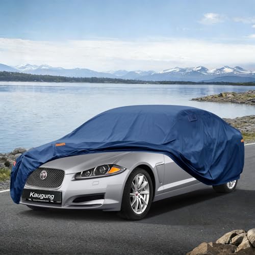 Image of Kaugung Custom Fit Sedan Car Cover for Jaguar XF (2009-2024), Heavy Duty Waterproof All Weather Outdoor Protection, Breathable Full Exterior Cover with Vent, Rain Sun Snow UV Proof