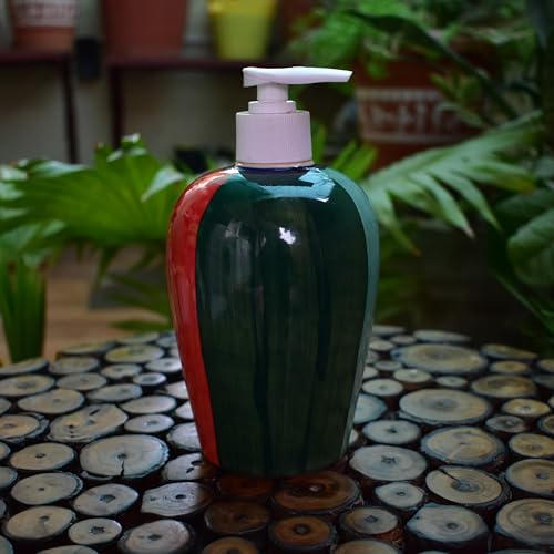 Image of Ceramic Liquid Soap Dispenser, 450 ml, Finch | Refillable Pump Bottle for Hand Wash, Lotion, Shampoo & Kitchen Use, 2 Pieces