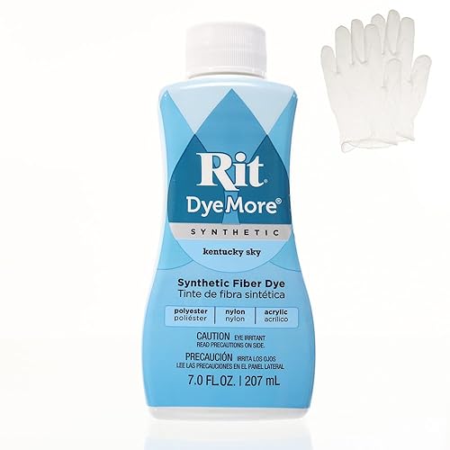 Rit DyeMore 7 Oz. Synthetic Liquid Fiber Dye Single Pack with Plastic Gloves for Clothing, Décor, and Crafts – Kentucky Sky - Kentucky Sky