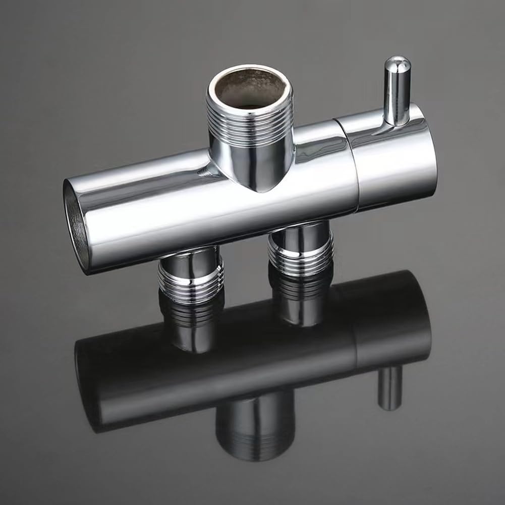 2-Wege-Dusch-Umstellventil, verchromter Badezimmer-Duschkopf-Splitter, Messing, Wandmontage, Ventilumsteller für Zuhause, Badezimmer, Funktioniert mit Standard-Duschsystemen (Chrom)