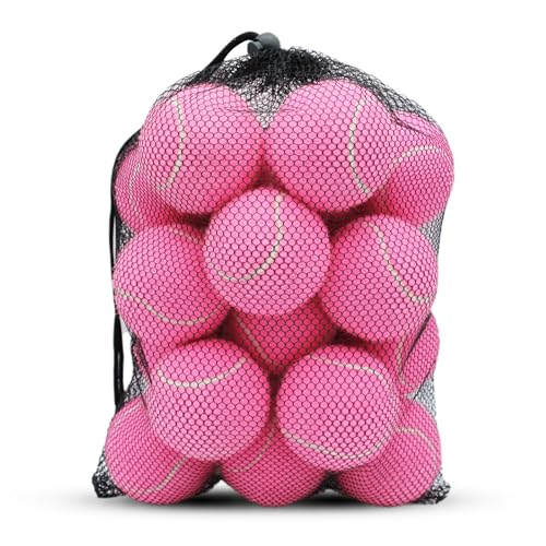 SHYUJAJIE Tennisbälle, 20 Stück, Trainings-Tennisbälle, hohe Elastizität, Übungstennis für Anfänger, Übungsbälle für Hunde (Rosa)