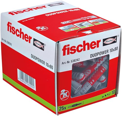 Duopower 10 X 80 Evrensel Dübel, Asma Dolapları, Beton, Duvar Rafları, Plaka Yapı Malzemeleri Vb. Sabitlemek için. -25 Adet Ürün No. 538242, Gri