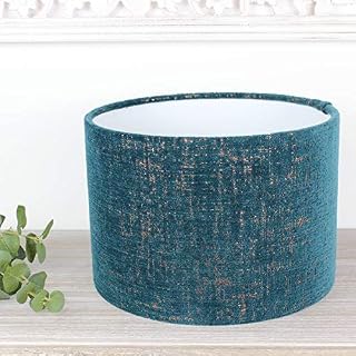 Teal Green Zonda Drum Lampshade (Bronze Lining, 20cm Diameter Ceiling Pendant)