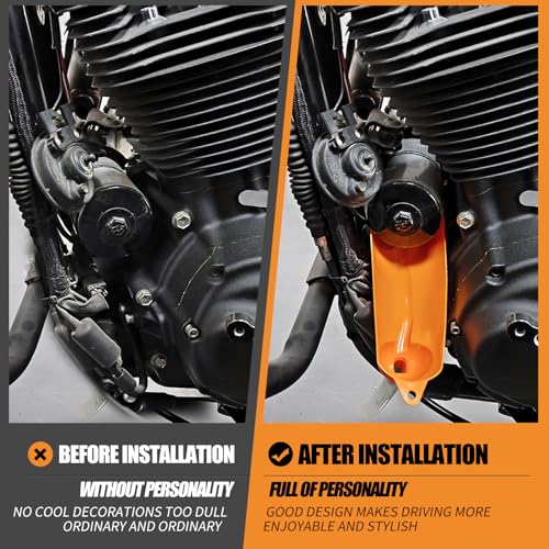 HCmotorku 4-Piece Oil Funnel & O-Ring Kit Fit for Harley – 9\" Crankcase Fill Primary Case Oil Filter Funnel, Drain Plug O-Rings, Orange