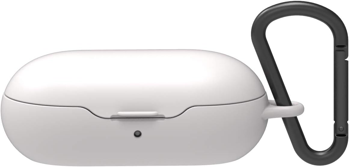 Keyanswer PC Case for Galaxy Buds Wireless 2019 / Galaxy Buds+ Plus 2020, Hard Protective Ring Case with Carabiner, Full Body Protection, Egg Case (White)
