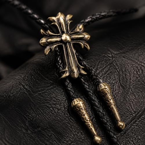 Image of Cowboy Bolo Tie for Men, Vintage Cow Skull Bolo Tie Necklace Native American Necktie for Men Women
