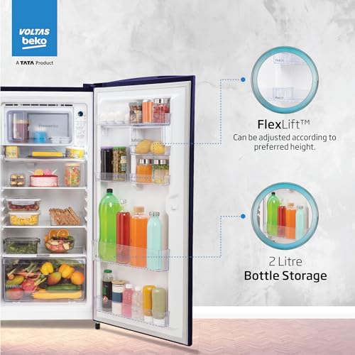 Image of Voltas Beko 'A Tata Product' 245 L 3 star Made-in-India Direct cool Refrigerator (RDC265C60 / DBEXXXXSG, Dahlia Blue)