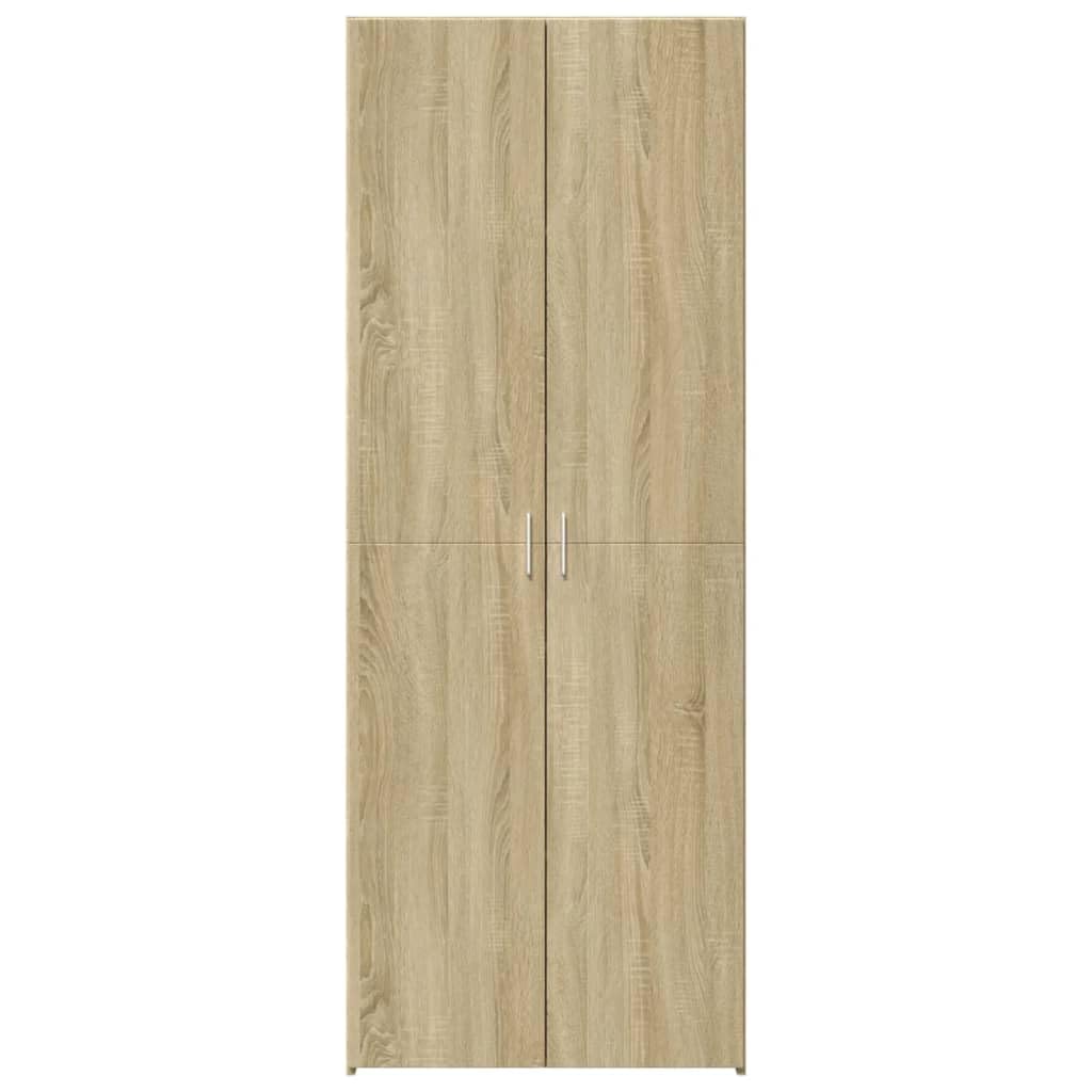 Wysoka szafka z drewna dębowego Sonoma 80 x 42,5 x 185 cm, stabilna szafka z dużą ilością miejsca do przechowywania i uchwytami, uniwersalna jako komoda lub kredens do salonu i sypialni